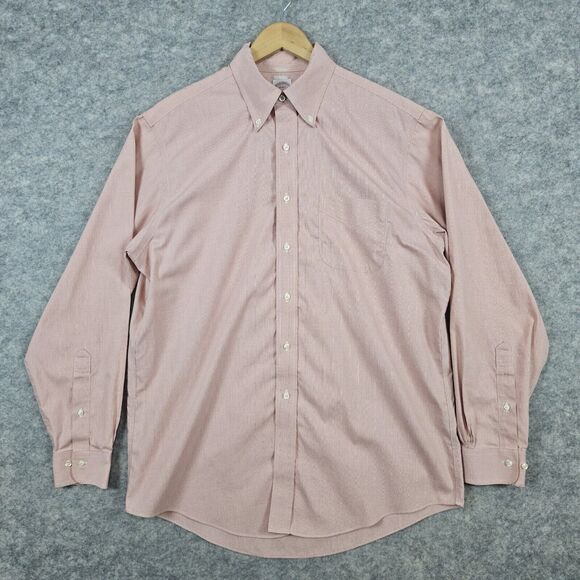 Brooks Brothers 346 Men's Shirt Size 16-4/5 Red & White Mini Checks All Cotton - Picture 1 of 13